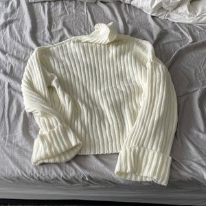 Thick cream knitted turtleneck sweater